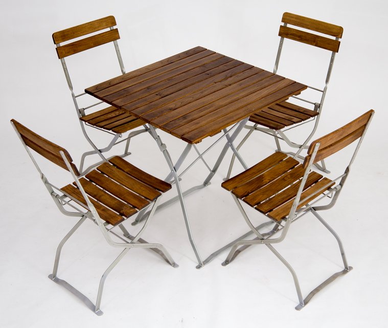 Sitzgruppe mit Biergartenmöbel Tisch 75 X 75 cm Tisch für Biergartenmöbel mit Holzbelattung Robinie